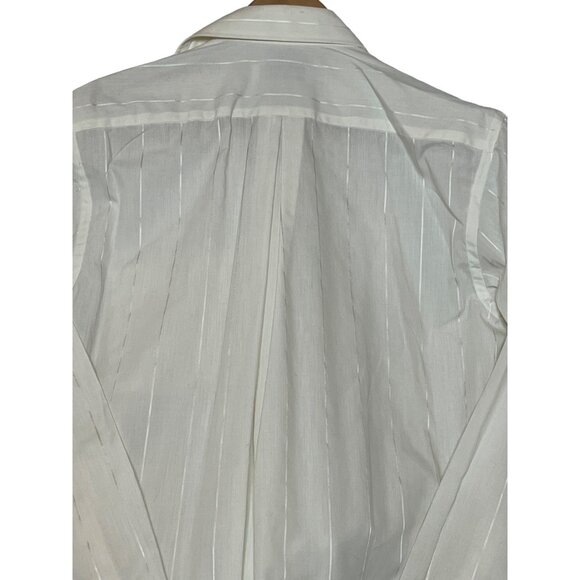 Vintage John Henry White Striped Mens Button-Up Shirt 15.5 34/35 Regular Fit - Picture 9 of 16